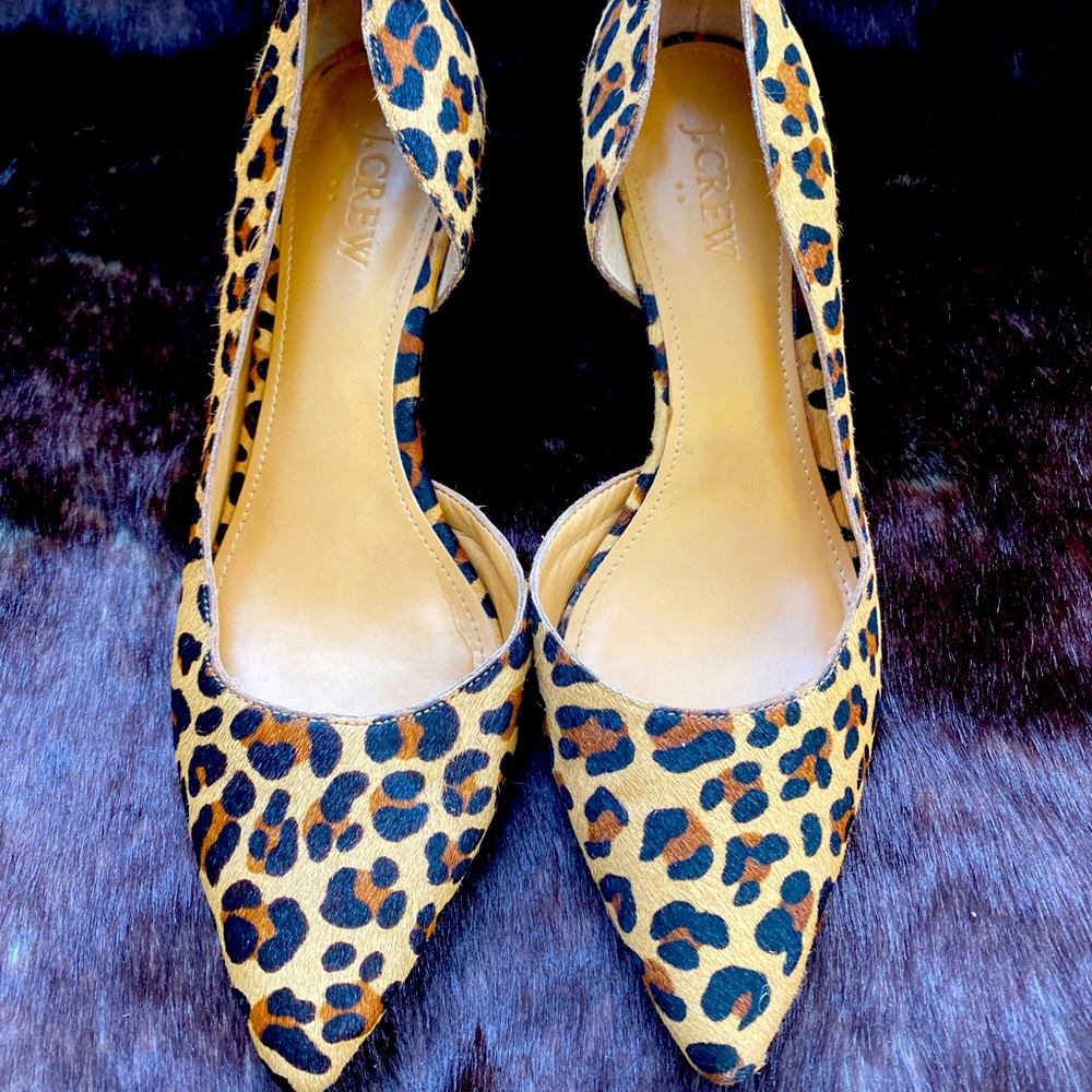 EUC J Crew Kitten Heels Animal Print Size 7.5